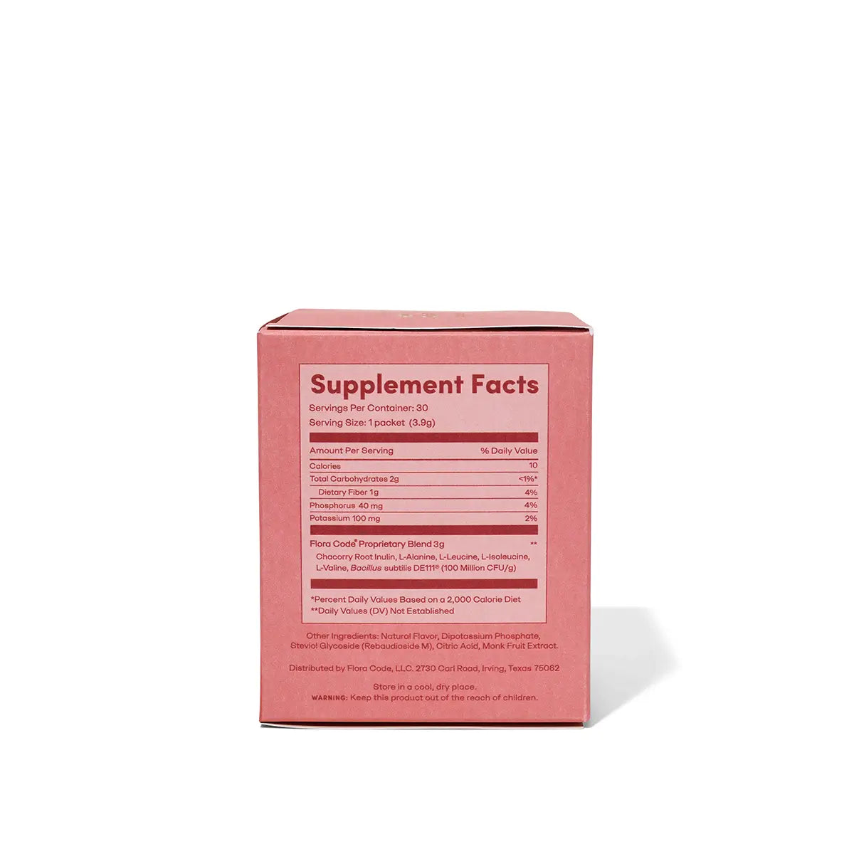 Flora Code Peach Elderflower Probiotic Supplement Nutrition Facts