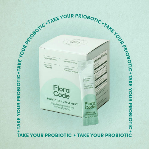 flora code probiotic powder graphic