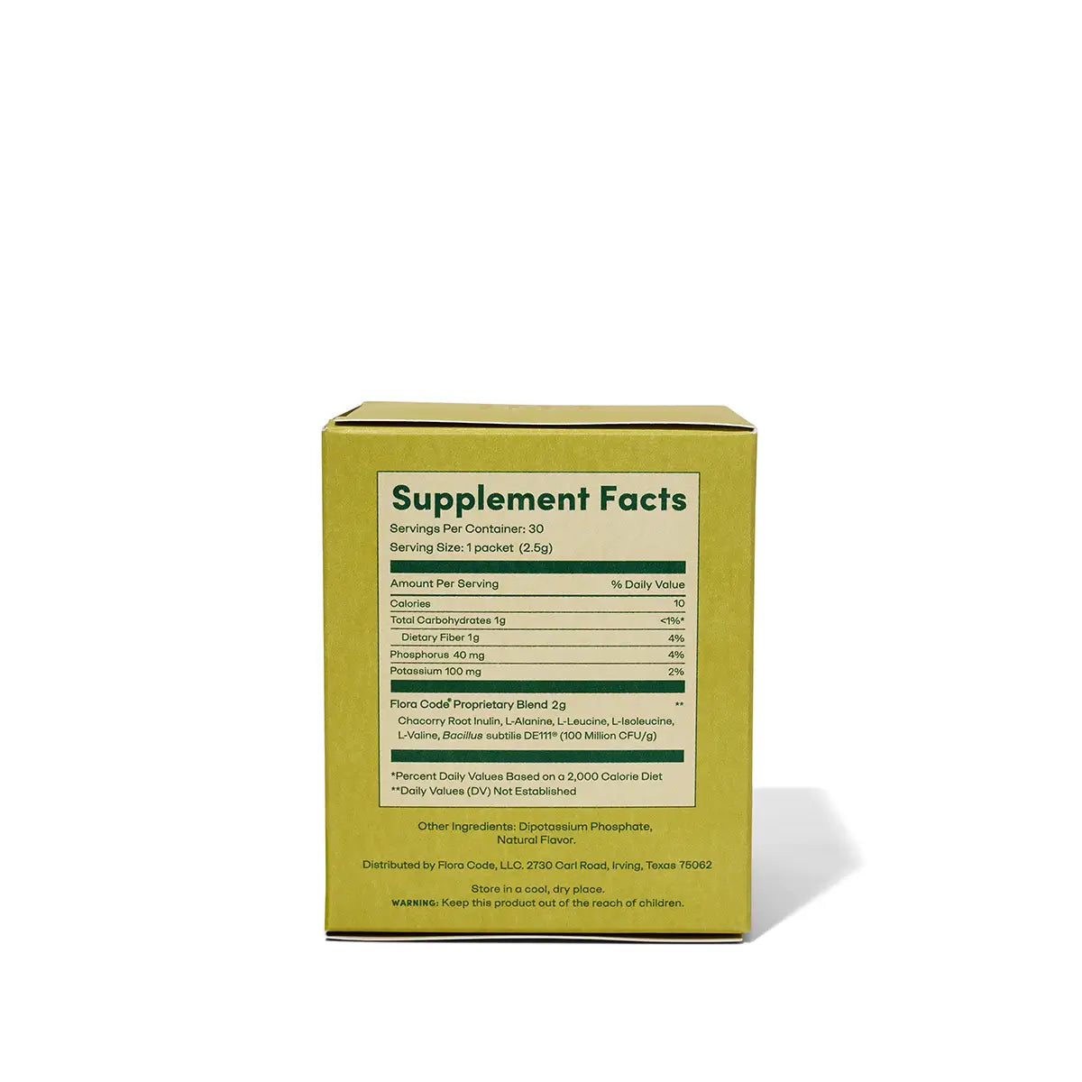 Flora Code Unflavored Powder Nutrition Facts