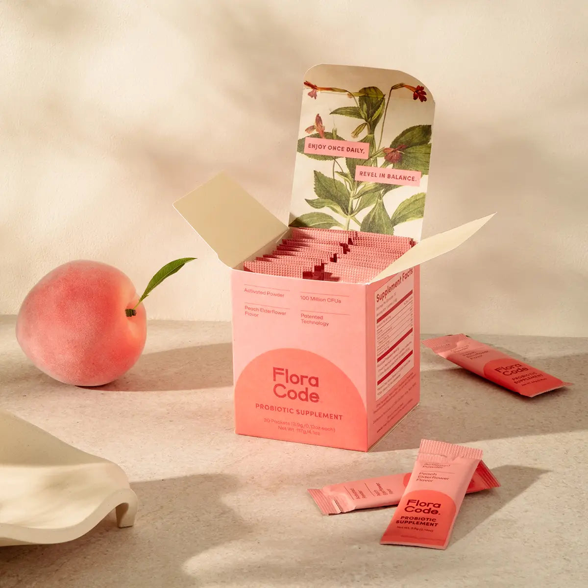 Flora Code Peach Elderflower Probiotic Supplement